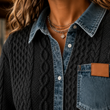 Daphne Cable Knit Shirt - Lead Product Detail