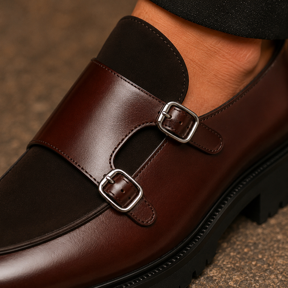 Giordano Double Monk Shoes - Lead Product Detail