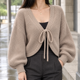 Maylis Tie Front Cardigan - Taupe