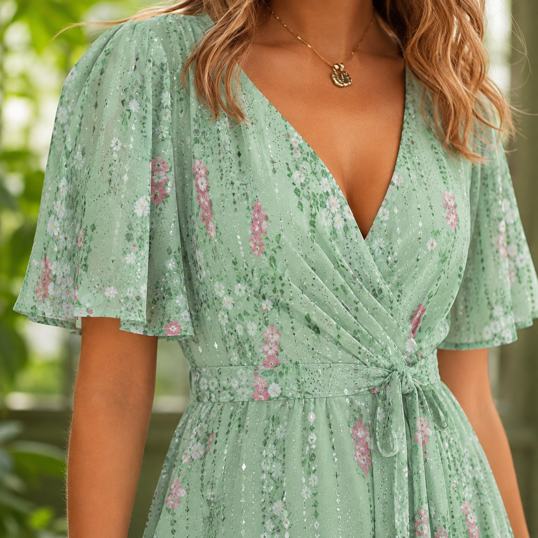 Vivienne Wrap Midi Dress - Lead Product Detail