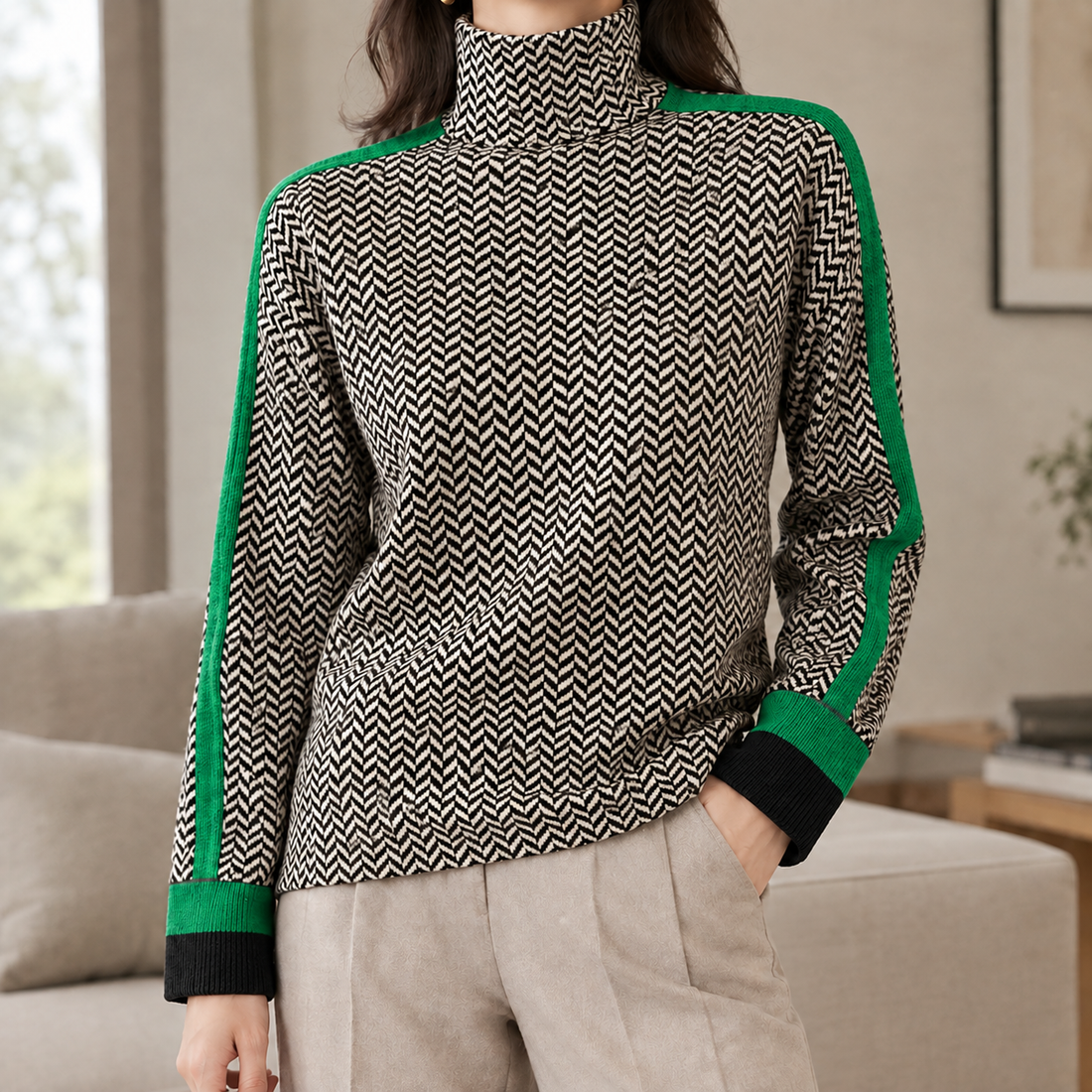 Ambrosine Turtleneck Sweater - Green