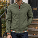 Armand-James Striped Bomber Jacket - Green
