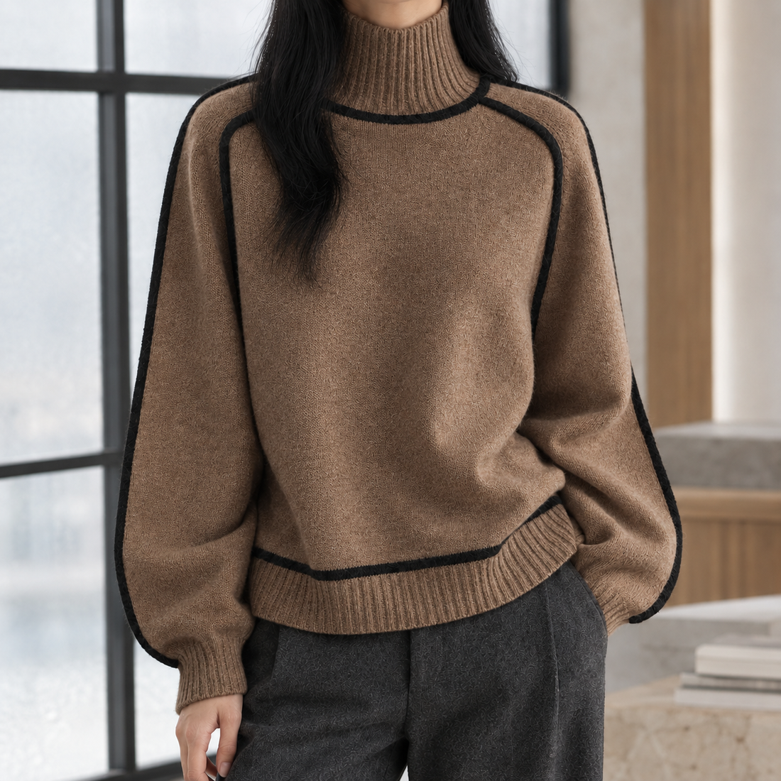 Keira Turtleneck Sweater - Brown