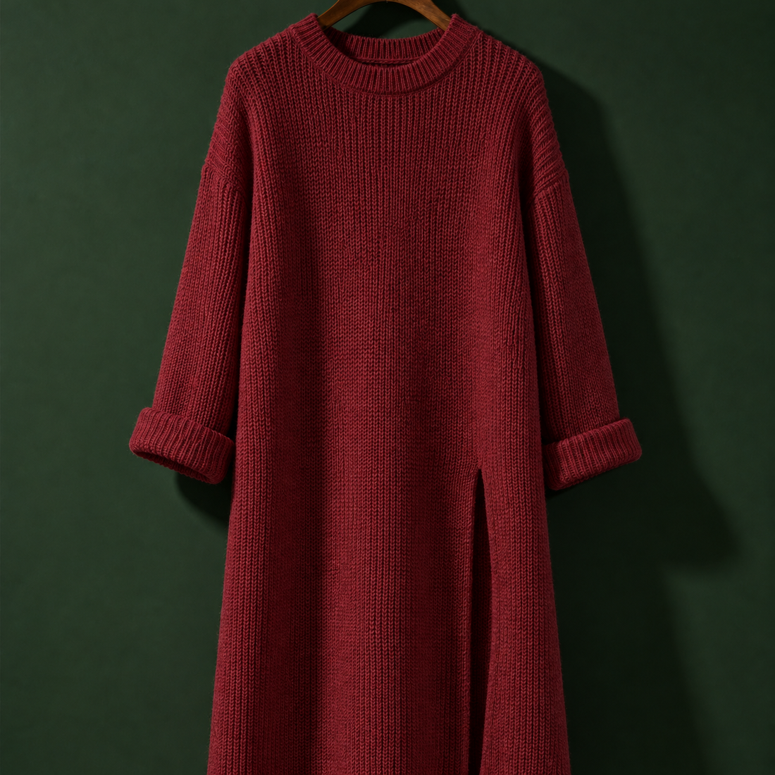Naomi Side Slit Sweater - Burgundy