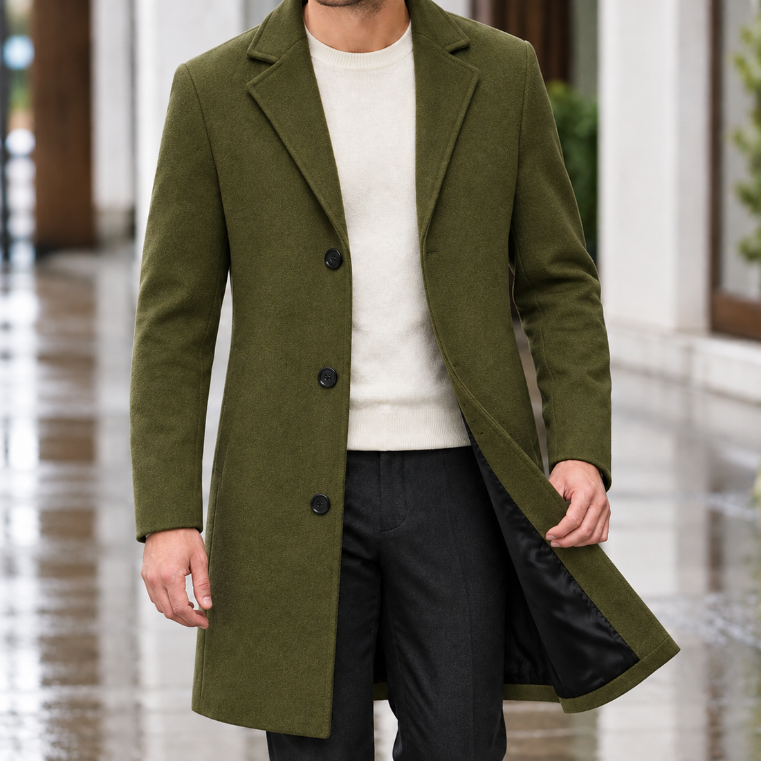 Godfrey Tailored Coat - Army Green