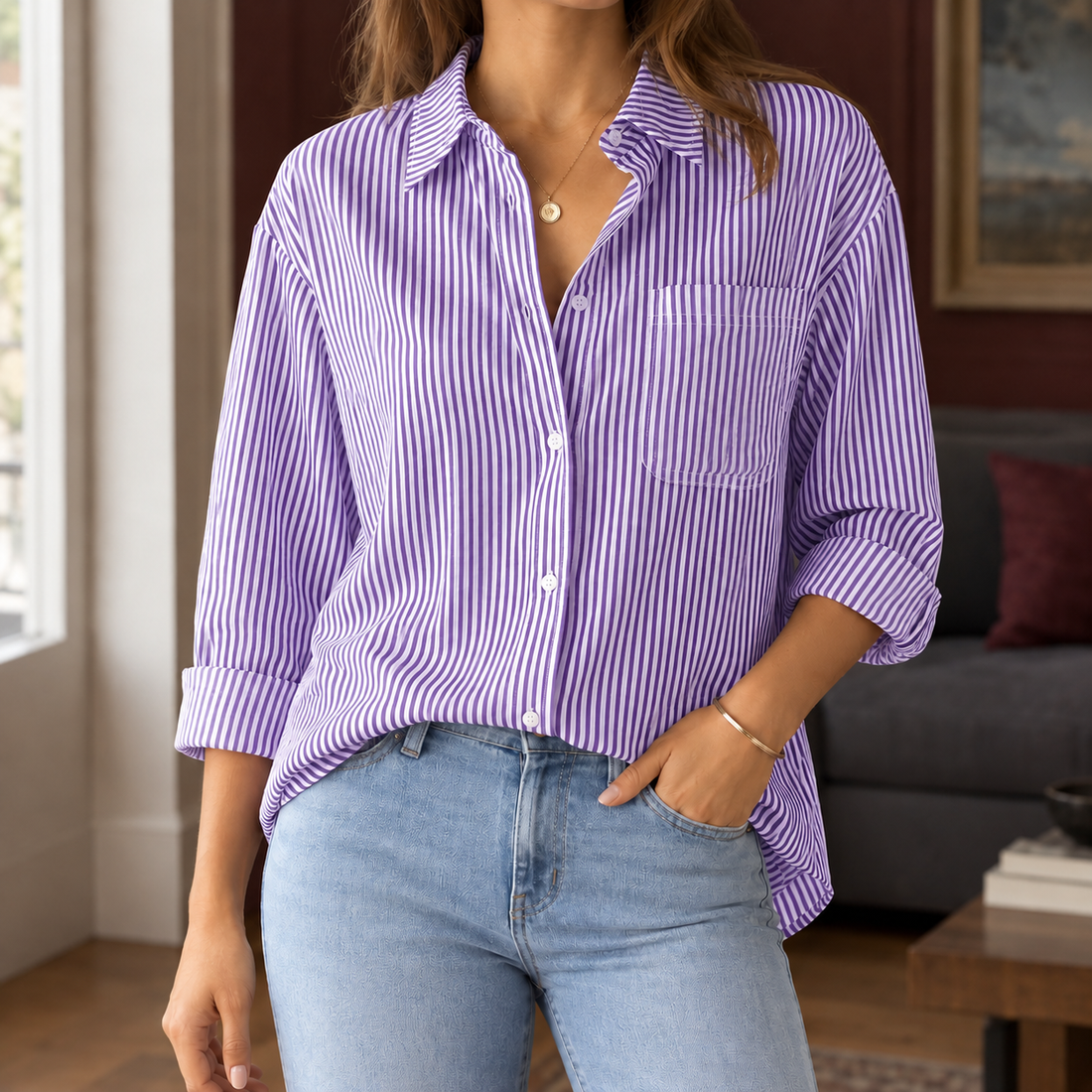 Lena Relaxed Shirt - Purple