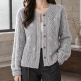 Emily Pointelle Cardigan - Gray