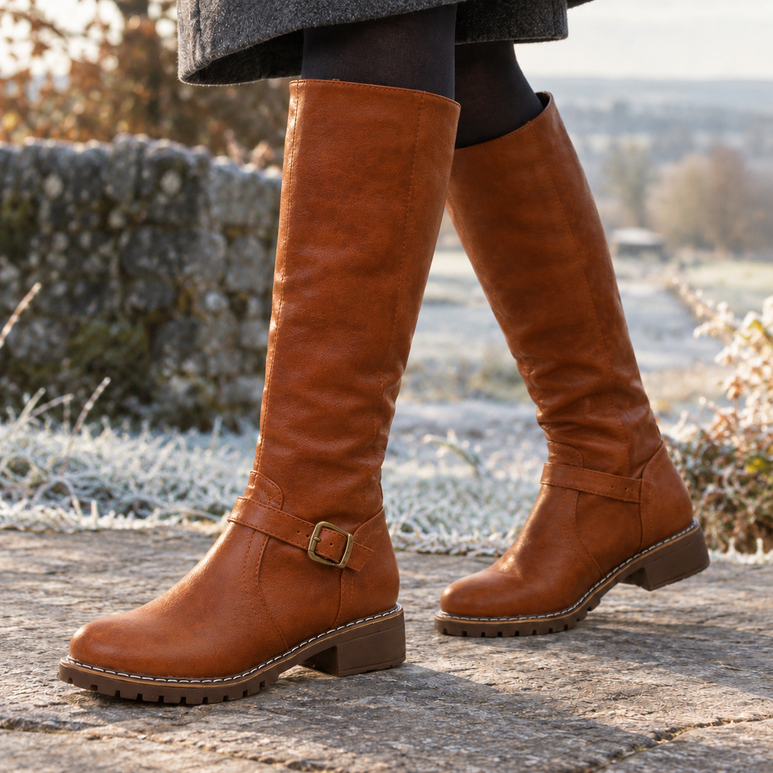 Squarcione Buckle Boots - Yellowish Brown