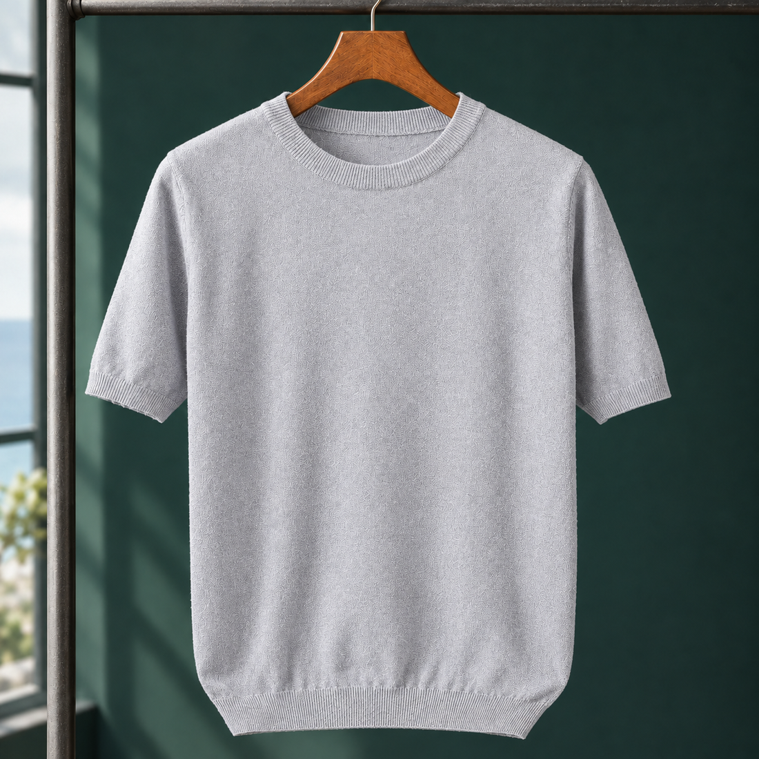 Ludovic-Reid Crew Neck Top - Light Gray