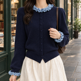 Madeline Ruffle Cardigan - Navy