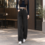 Fenna-Pearl Wide Leg Jeans - Black Gray