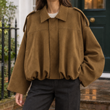 Molly Suede Bomber Jacket - Tan Brown