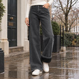 Arletta-Lane Fleece-Lined Jeans - Black Gray