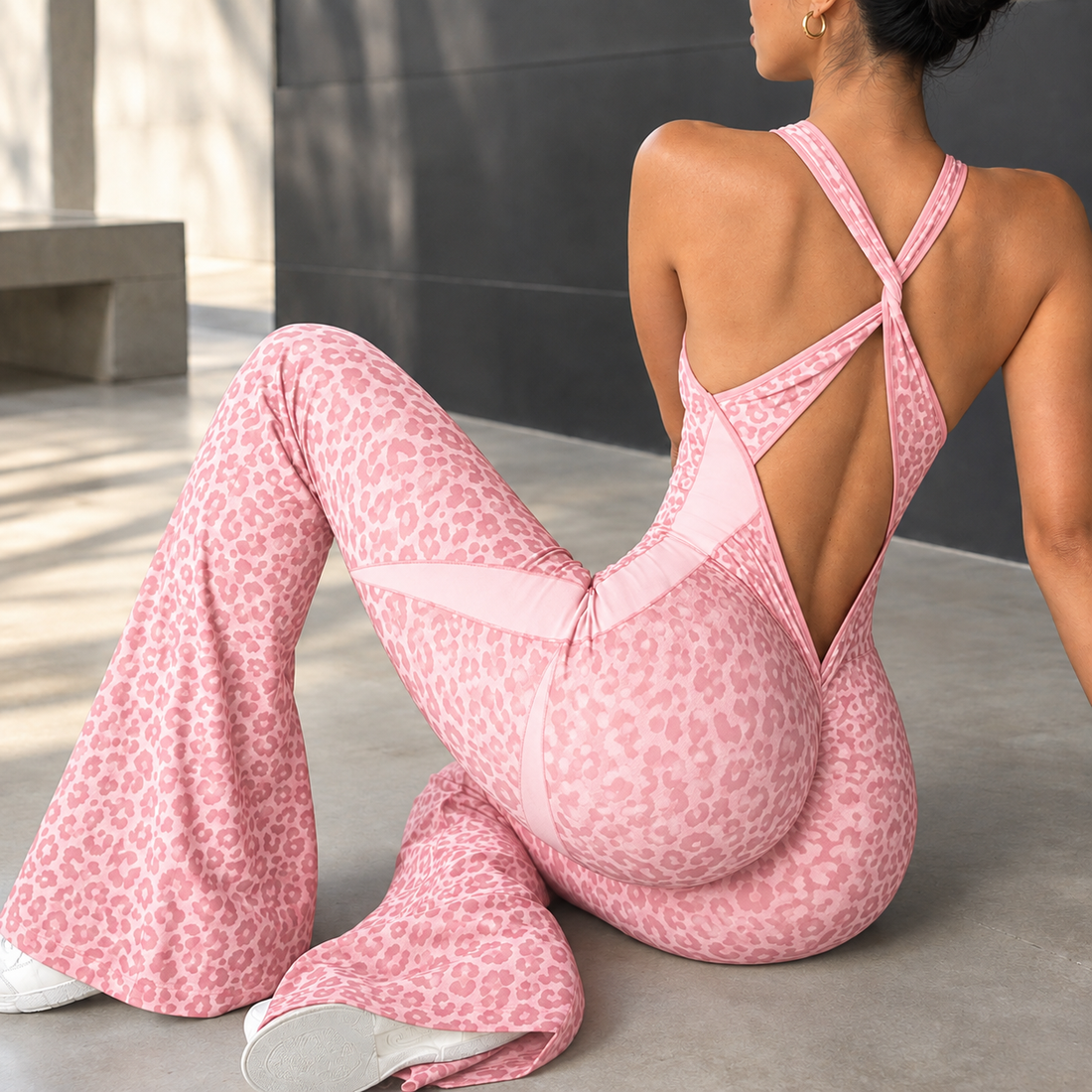 Rebekah-Pearl Cross-Back Jumpsuit - Pink