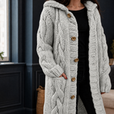 Bethany Cable Knit Cardigan - Light Gray