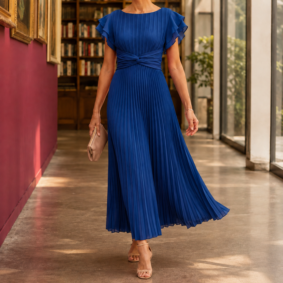 Agnes Pleated Dress - Blue