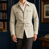 Stellan Striped Safari Jacket - Olive