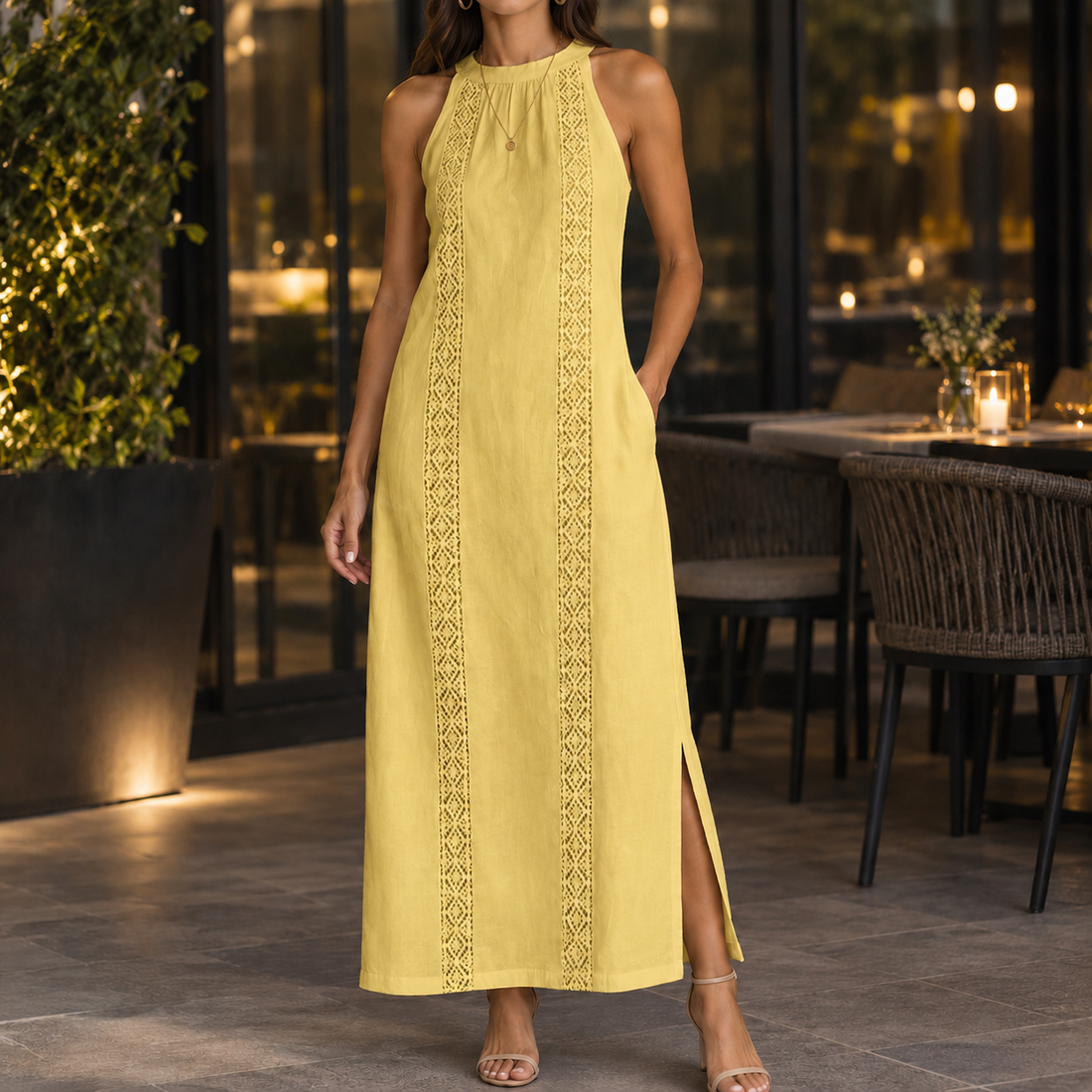 Lana Halter Maxi Dress - Yellow