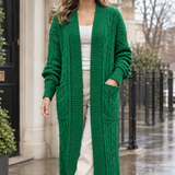 Naomi-Hope Cable Knit Cardigan - Green