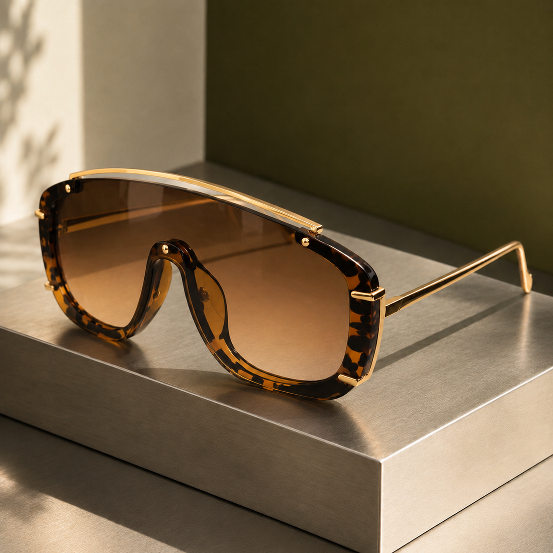 Montgomery Shield Sunglasses - Motif Léopard