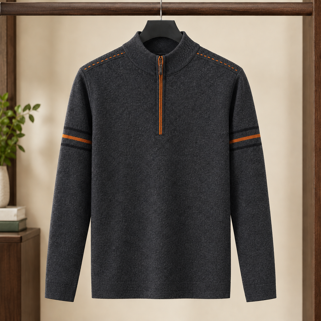 Jamie Half Zip Sweater - Dark Gray