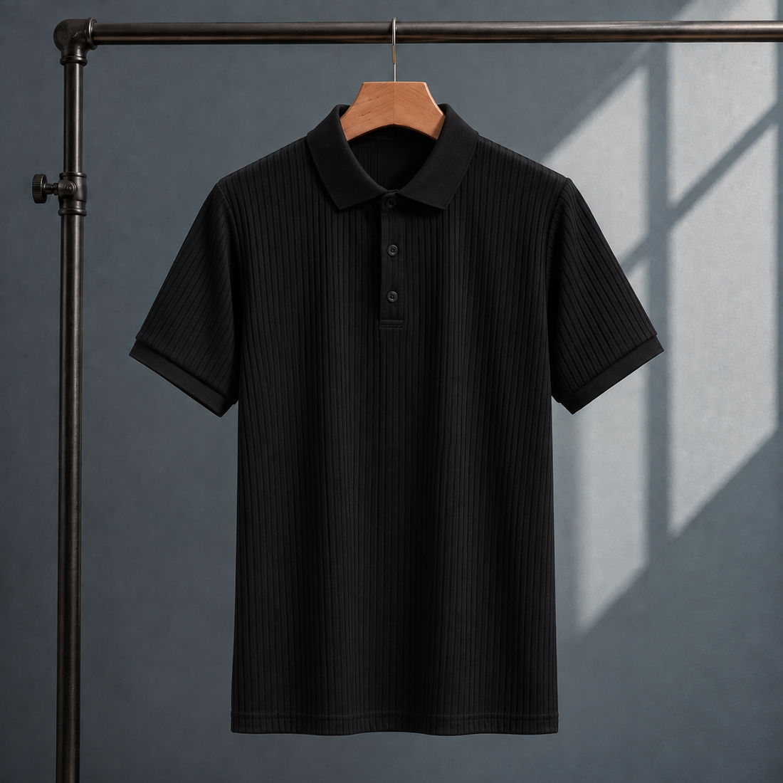Cedric Ribbed Polo - Black
