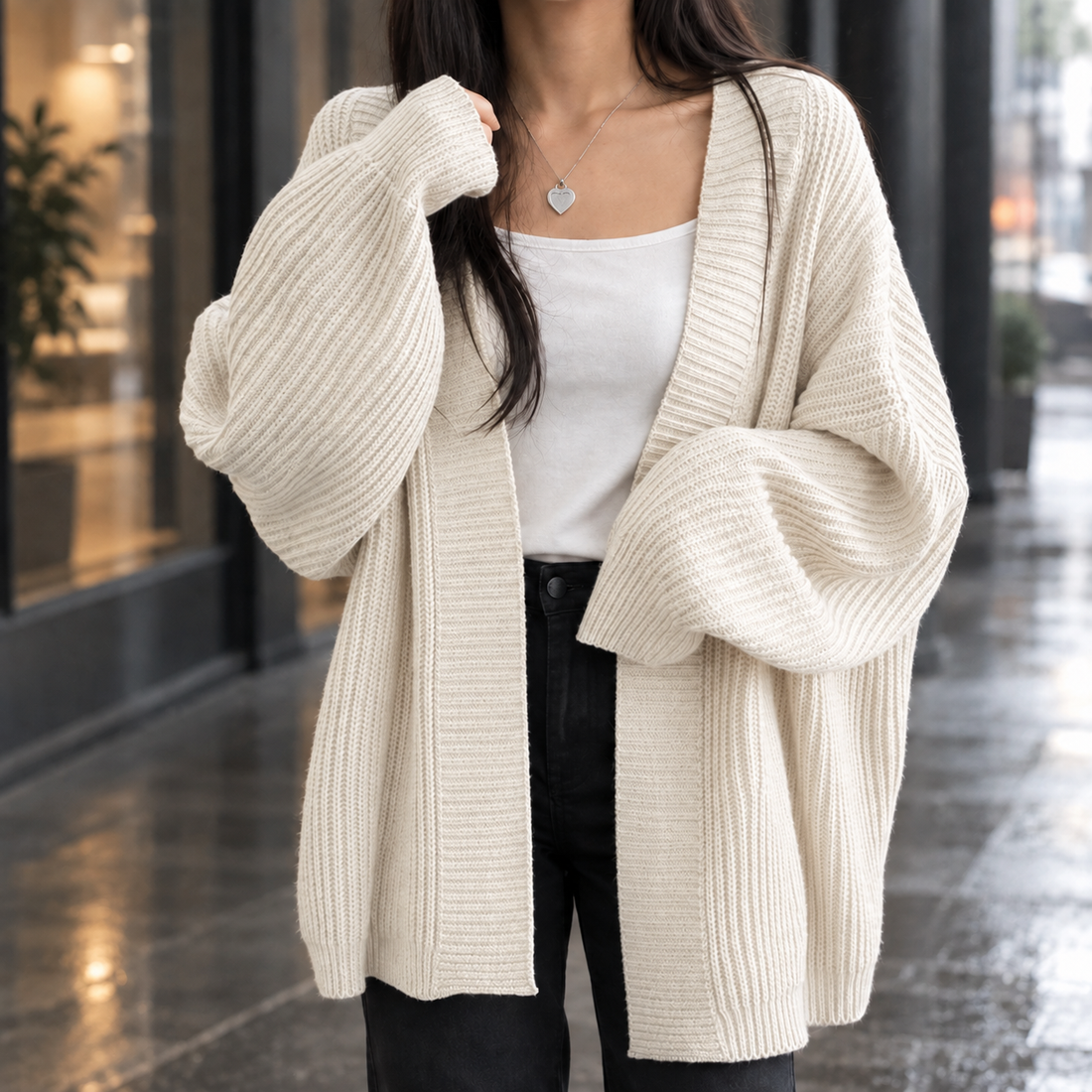 Megan Ribbed Cardigan - Off White