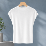 Melisande Mock Neck Top - White