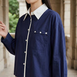 Sofia Contrast Collar Top - Lead Product Detail