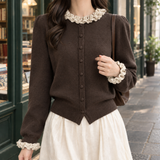 Madeline Ruffle Cardigan - Brown