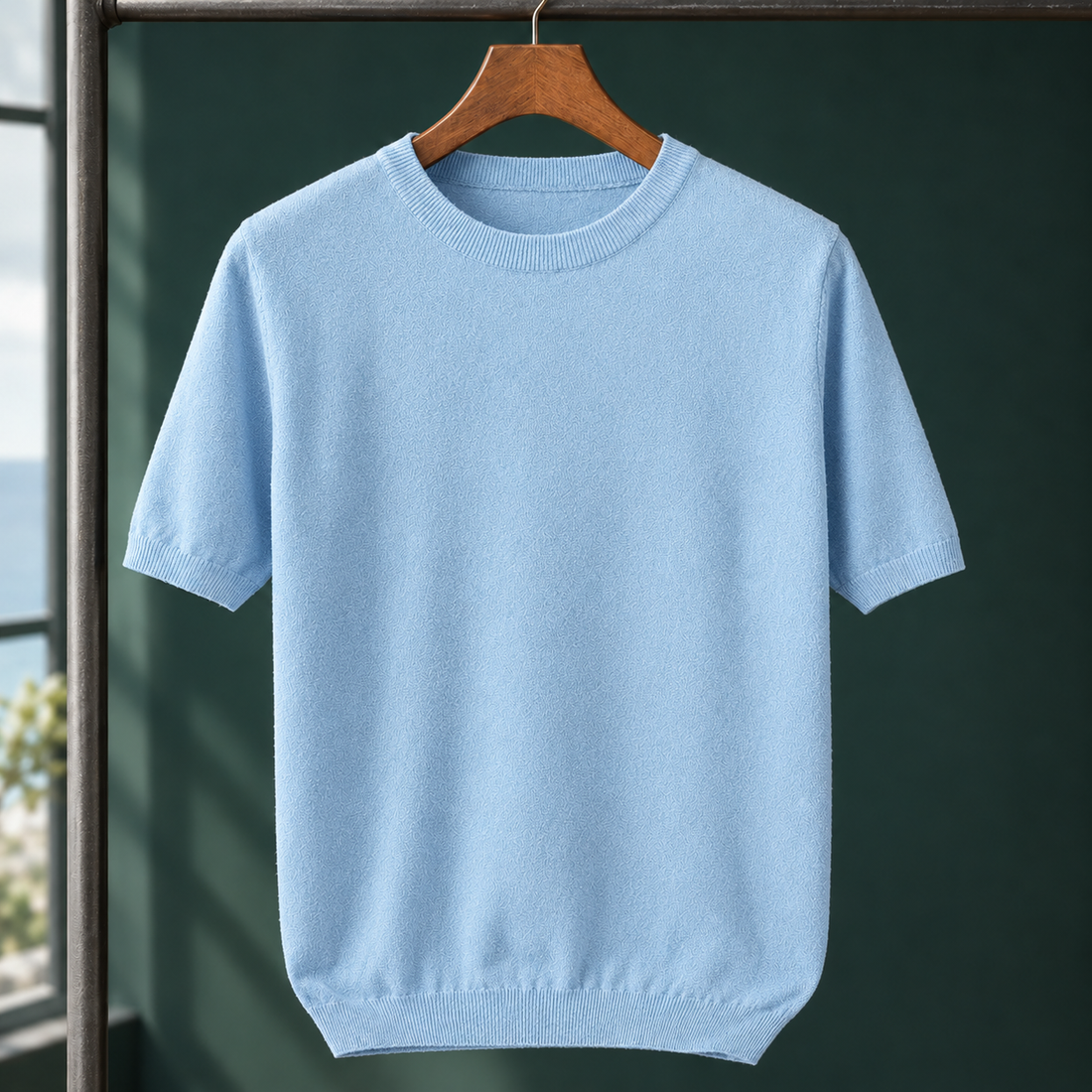 Ludovic-Reid Crew Neck Top - Light Blue