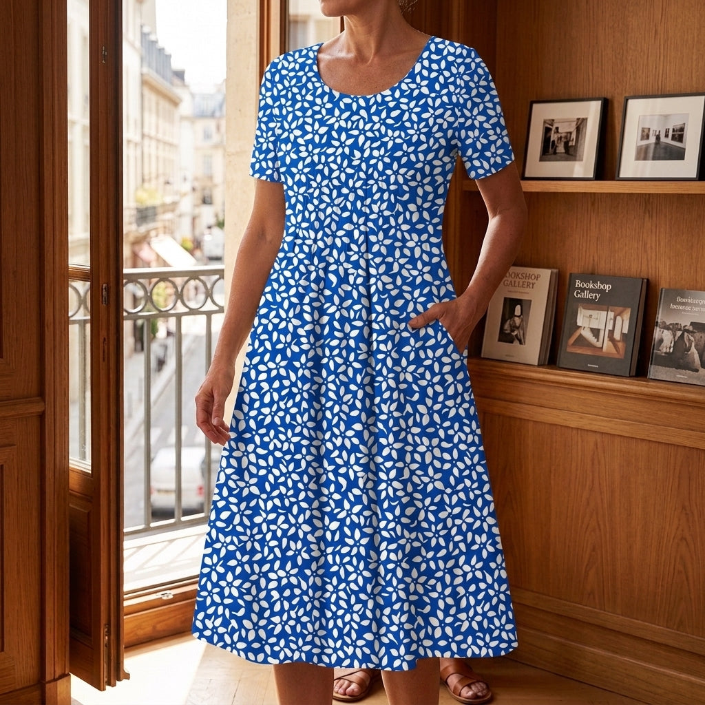 Celeste Gathered Midi Dress - Light Blue