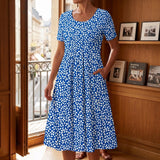 Celeste Gathered Midi Dress - Light Blue