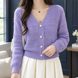 Lauren Textured Cardigan - Purple