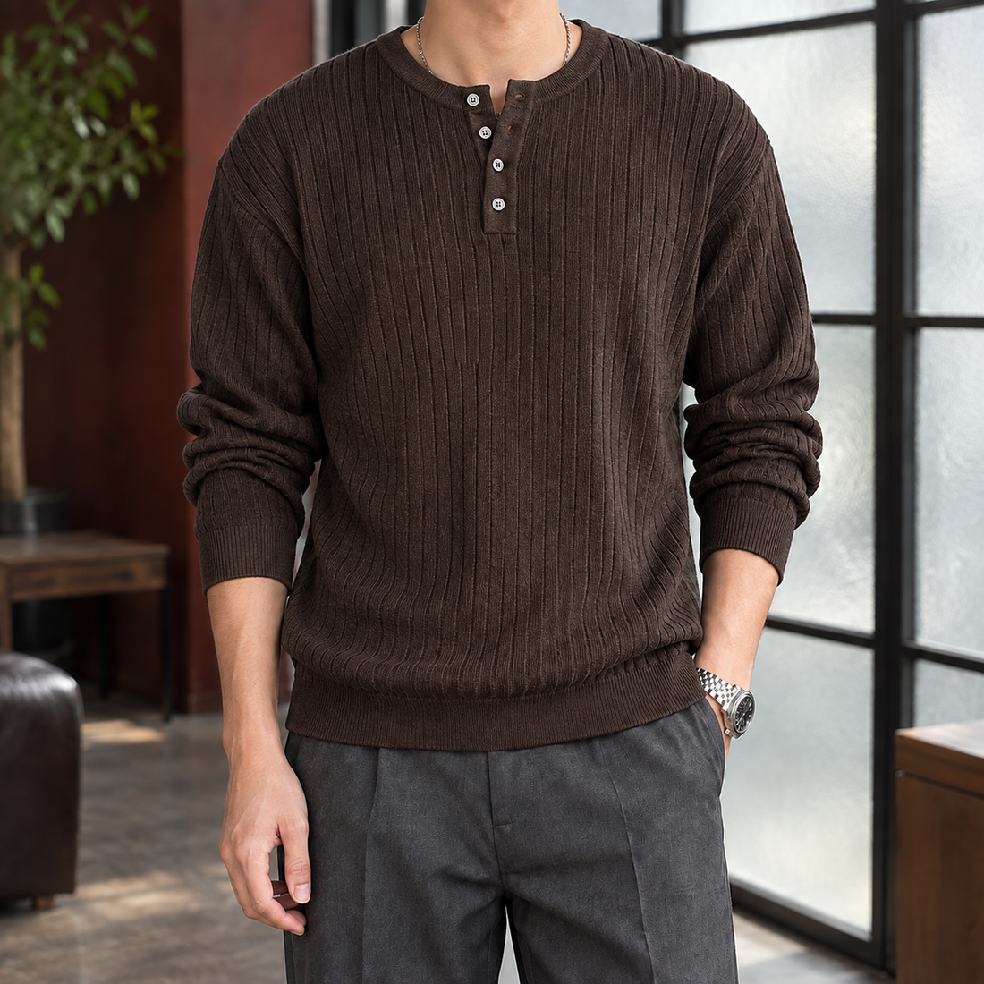 Roland Ribbed Sweater - Brown
