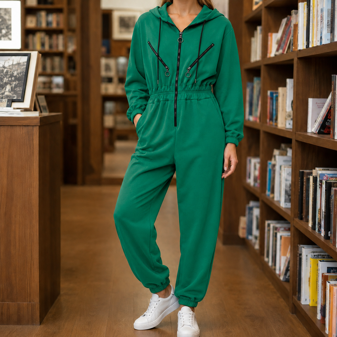 Audrina Hooded Jumpsuit - Green