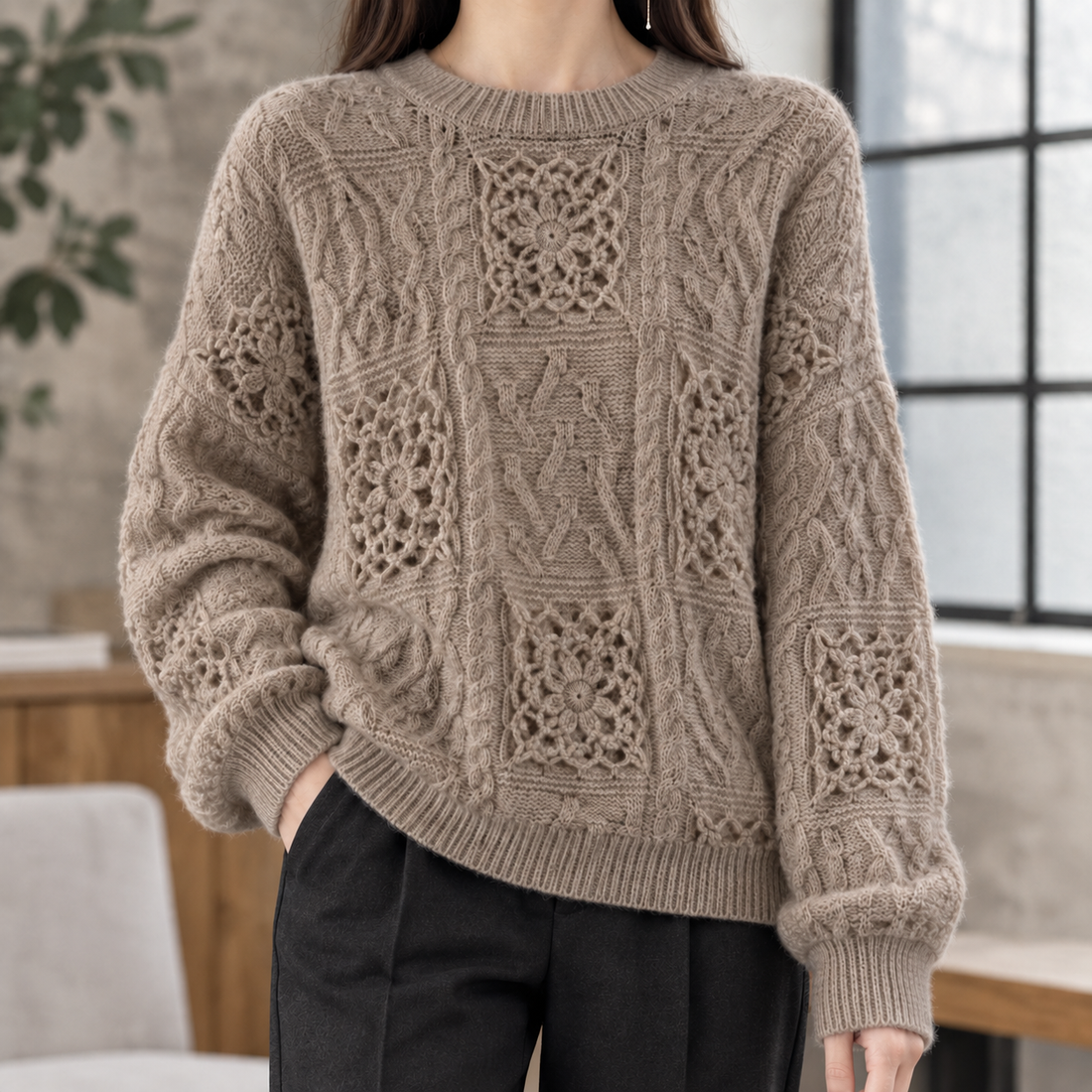 Verity-Jade Textured Sweater - Camel