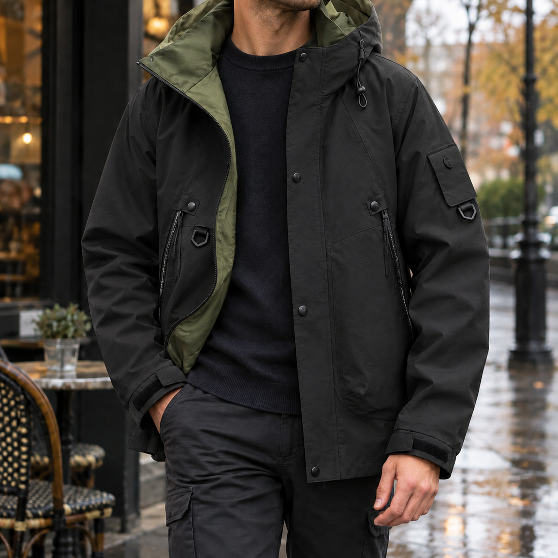 Cuthbert-Lane Hooded Jacket - Black