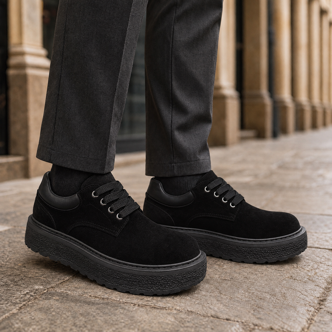 Isernia Platform Derby Shoes - Black
