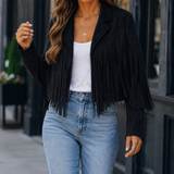 Giselle-Grace Fringe Jacket - Black