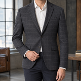 Owen Checked Blazer - Charcoal Gray
