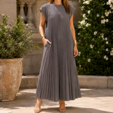Vivienne Pleated Maxi Dress - Gray
