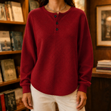 Nora Waffle Sweater - Red