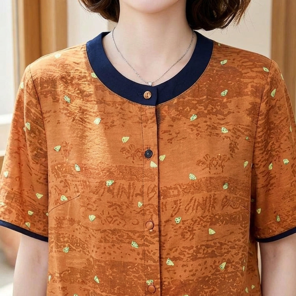 Florence Contrast Trim Top - Lead Product Detail