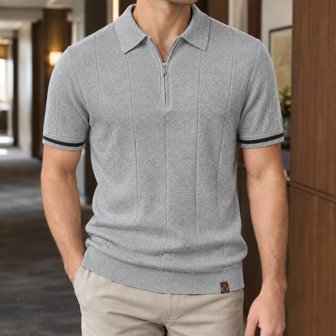 Egon Zip Polo - Light Gray
