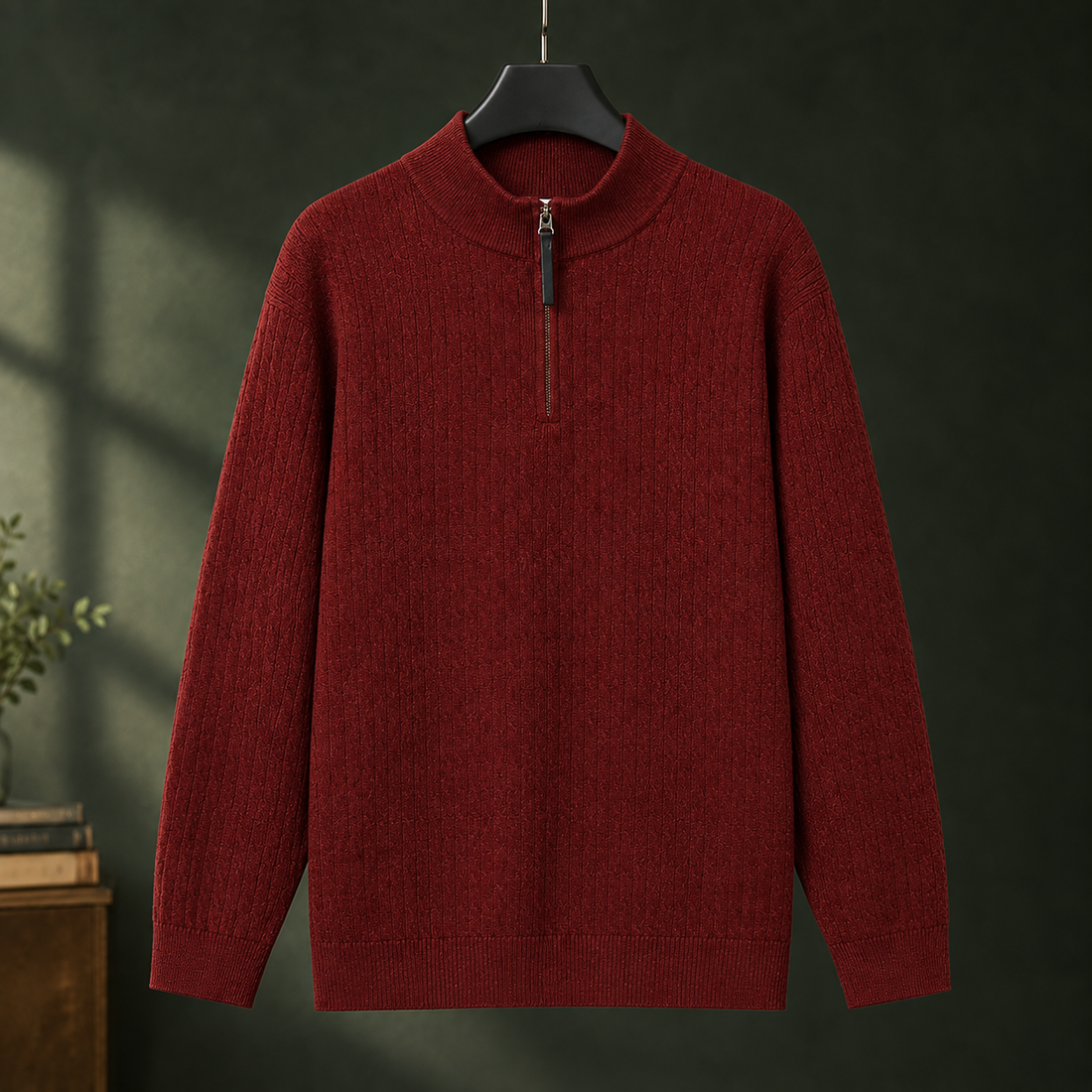 Lucas Half-Zip Sweater - Burgundy