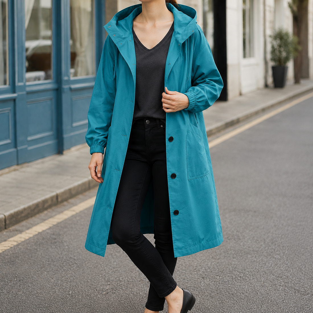 Ramona Hooded Overcoat - Blue