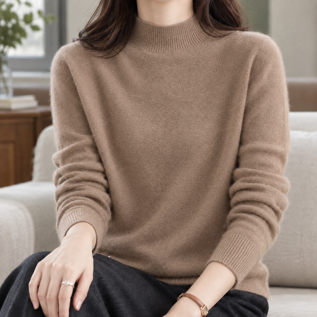 Melanie Mock Neck Sweater - Camel