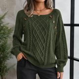 Abigail Cable Knit Sweater - Army Green