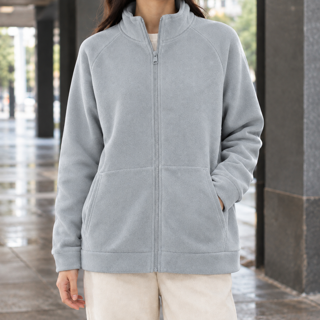 Nerissa-Eve Fleece Jacket - Light Blue